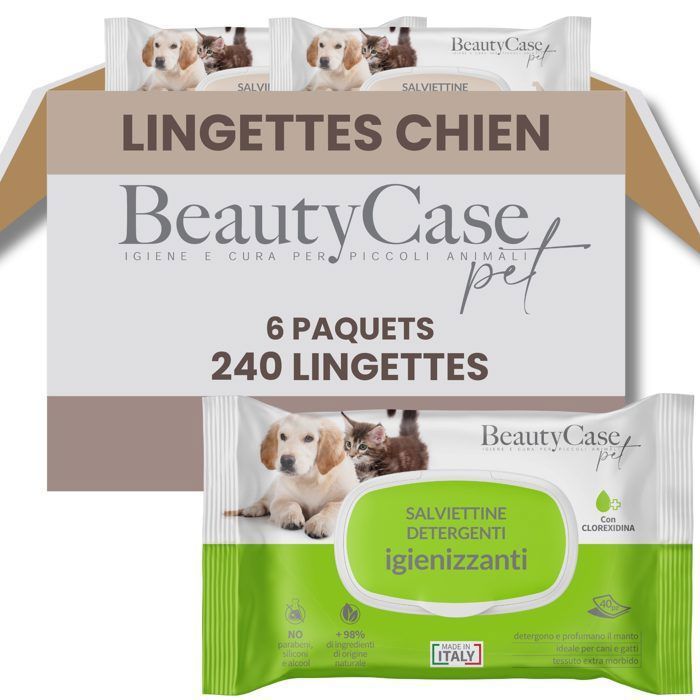 Beauty Case Lingettes Nettoyantes pour Animaux Désinfectantes à la Chlorhexidine - 240 pcs