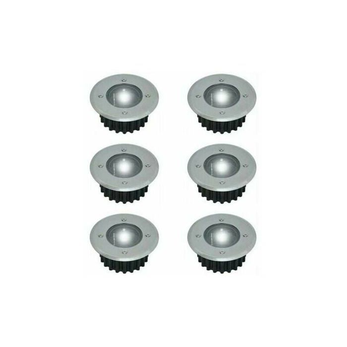 6pcs spots LED solaires encastrables au sol-Diamètre85mm-Extérieur résistant au piétement-Façade en acier inoxydable-lumière