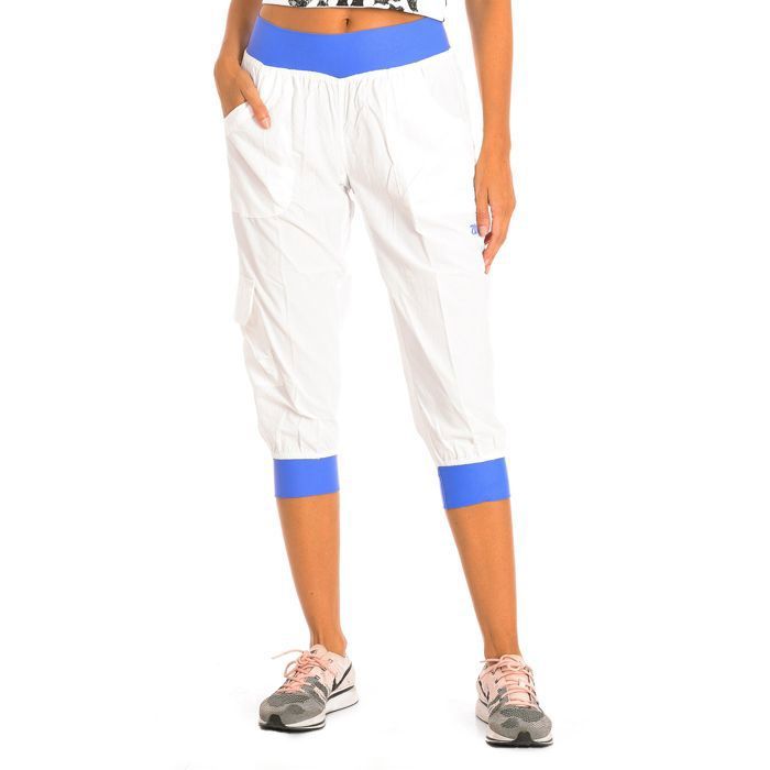 Pantalon capri de sport imperméable pour femme Z1B00127-Blanc bleu Pantalon capri de sport imperméable pour femme Z1B00127-Blanc bleu