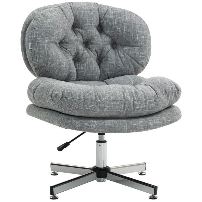 chaise de bureau fauteuil à bascule ergonomique siège rembourré souple Lin look chaise pivotante réglable en hauteur pour Bureau