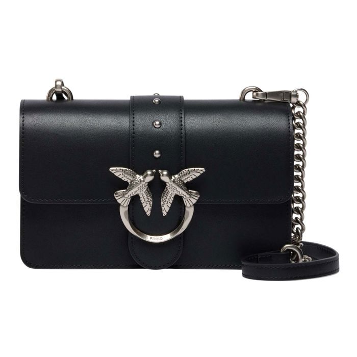 PINKO Sac à épaule bandoulière noir pour femme - Love One Mini ST. CL. S Nero - Old Silver 327075
