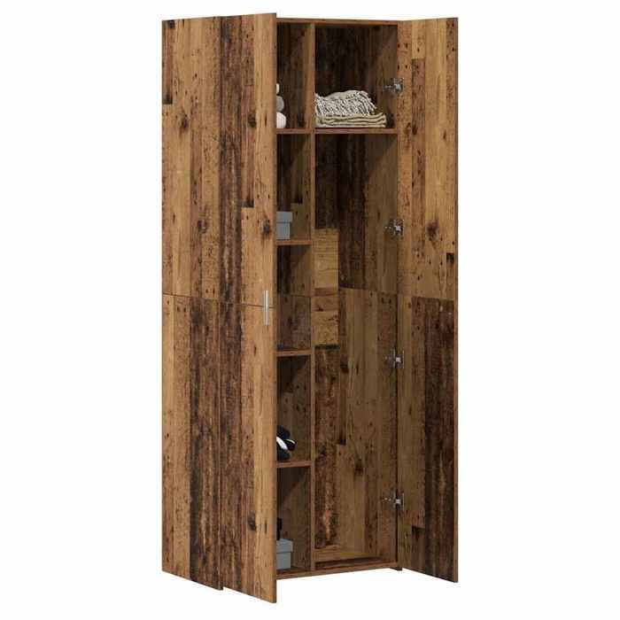 Haut armoire en bois dingénierie - vidaXL - 70x42.5x185 cm - Bois ancien - Avec porte - Assemblage requis