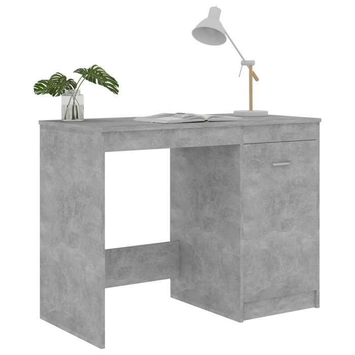 Bureau BURKE Gris Table à écrire - 1 PERSONNE - Gris béton 100x50x76 cm - Bois dingénierie BB412