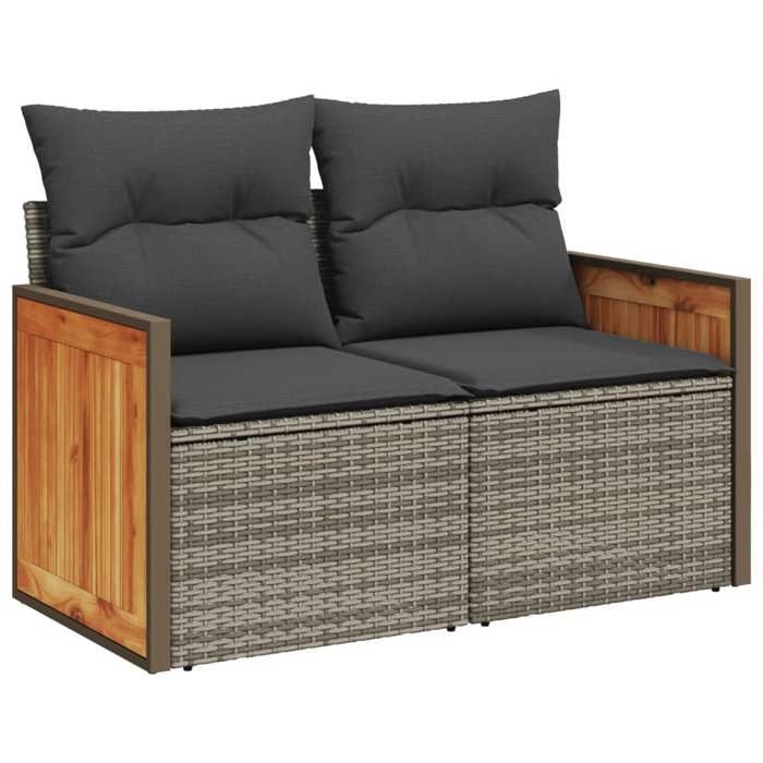 SALE 2026Canapé de jardin - Salon de jardin - facile à nettoyer - 2 places avec coussins gris - Résine tressée118x62x69cm 19.8 Kg