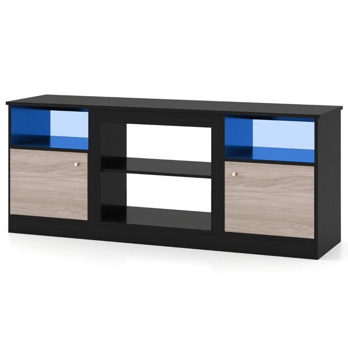 Meuble TV - HELLOSHOP26 - Ergonomique - Éclairage LED - Pour téléviseurs jusquà 65 pouces - Noir Meuble TV - HELLOSHOP26 - Ergonomique - Éclairage LED - Pour téléviseurs jusquà 65 pouces - Noir