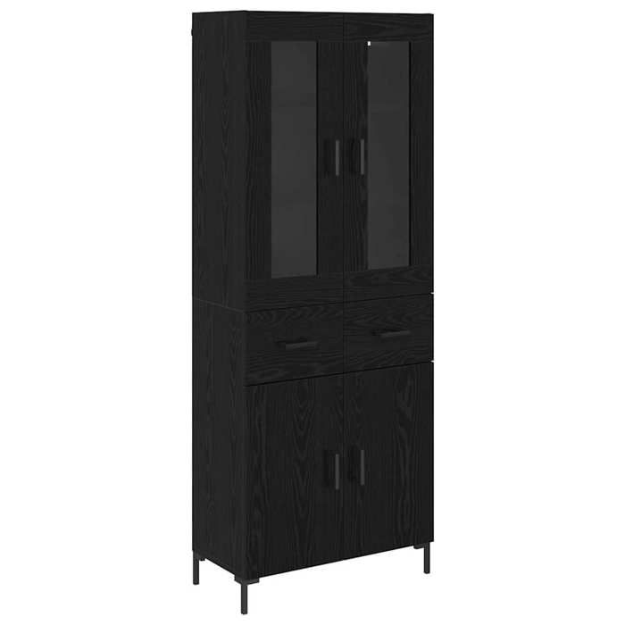 SALE 2026Buffet de cuisine stable - Placard Cabinet bahut Noir - Haut Armoire Montage mural 2 pcs Chêne noir 69 5x34x180cm 53.66 K
