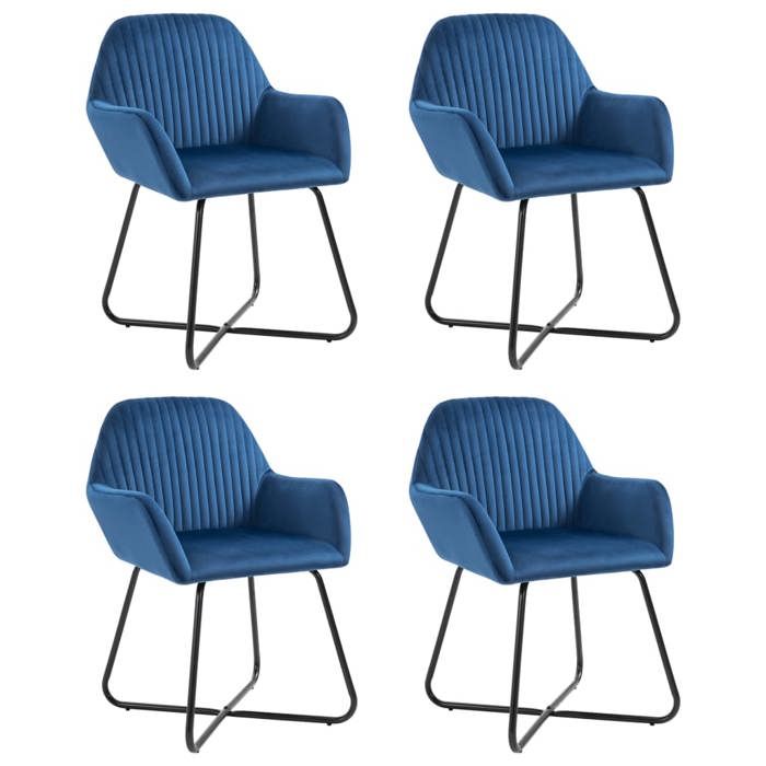 4 PCS Chaises de cuisine Bleu - Magnifique Chaises à manger Classique Pour salon Bleu Velours 9756