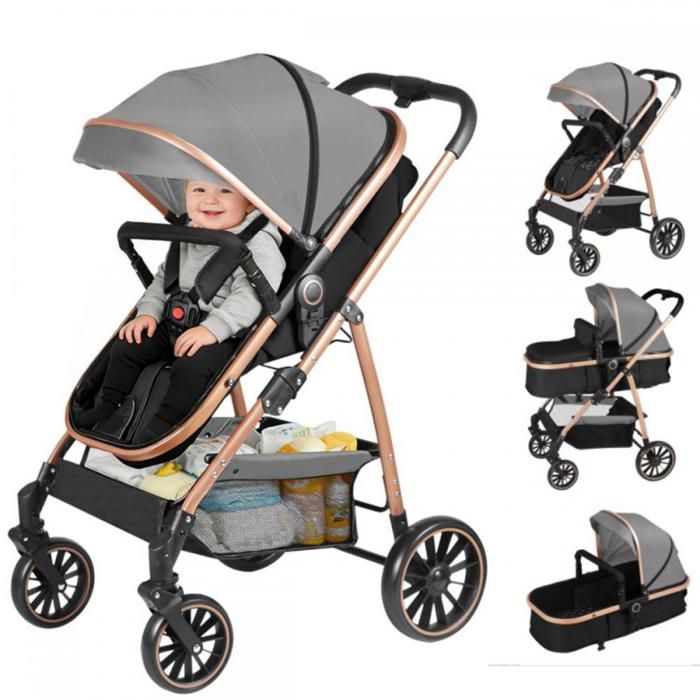 MIPAN.3 En 1 Poussette Pour Nouveau-Né - Poussette De Fille/ Garçon - Système de voyage - Pour Nouveau-Né JusquÀ 2 Ans - Gris