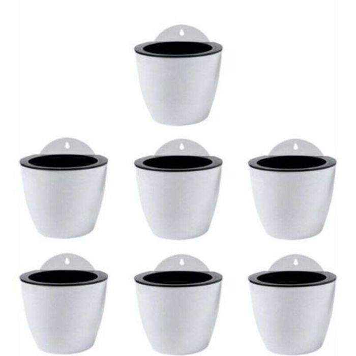 7x Pots de fleurs suspendus à arrosage automatique grand format blanc pour intérieur extérieur et fenêtre