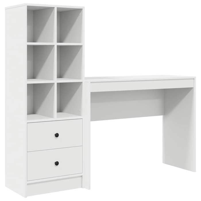 Bureau avec tiroir avec étagère avec stockage 2 pièces - vidaXL - blanc - 2 tiroirs - 6 étagères 965mli80h