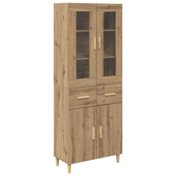 Haut Armoire moderne Cabinet rectangulaire avec rangement avec tiroir Chêne artisanal 69 5x34x180 cm B9517