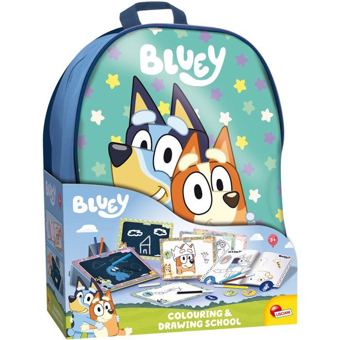 Sac à dos école de dessin et coloriage - LISCIANI - Bluey - Activités éducatives - Ardoises incluses Sac à dos école de dessin et coloriage - LISCIANI - Bluey - Activités éducatives - Ardoises incluses