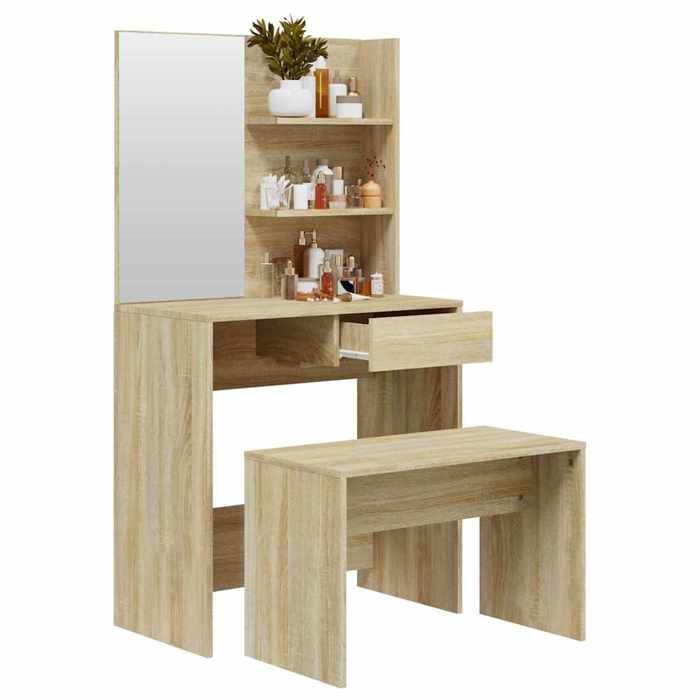 Magnifique Ensemble de coiffeuse Chêne Sonoma 74 5x40x141 cm - design polyvalent - pour maison - Brun 35.38 kg 2026_329461