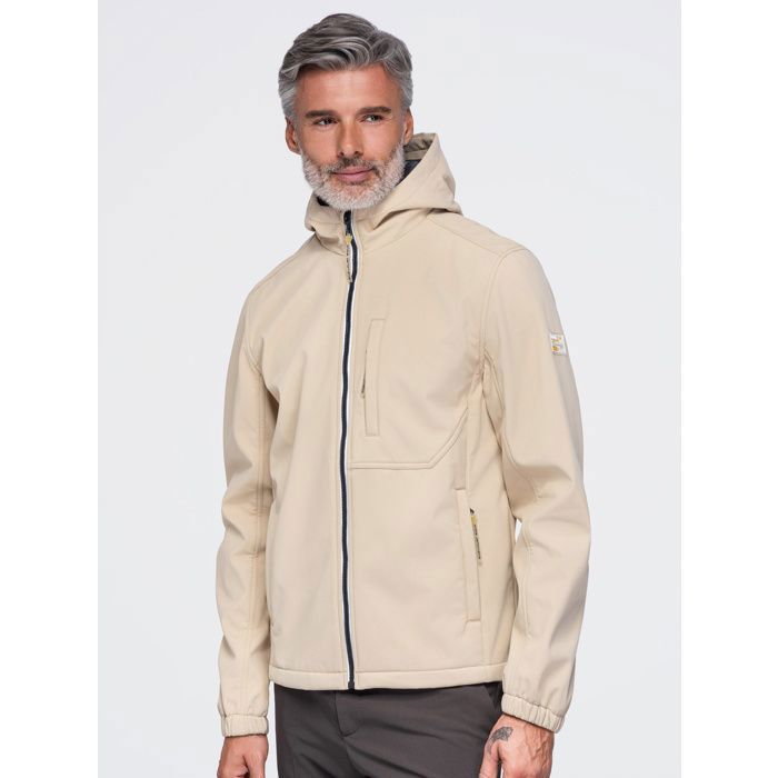 Blouson à capuche dhiver homme - Ombre - JANP-0292 - softshell - zippé - Sable