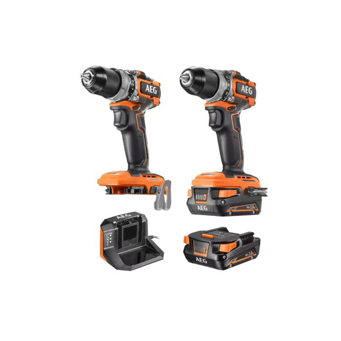 Pack AEG Perceuse-visseuse - Perceuse à percussion - 18 V - Subcompact - Brushless - 2 Batteries 2,0 Ah - Chargeur