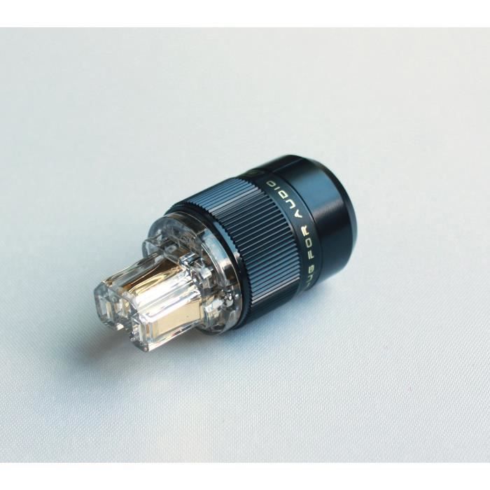 VIBORG VE502R Connecteur Secteur Schuko Type E/F Cuivre Plaqué Argent/Rhodium 20mm