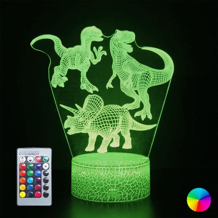 Lampe De Nuit Dinosaure Enfant Lampe De Chevet Veilleuse Led Telecommande 16 Couleurs Et Controle Tactile Garcon Fille Cdiscount Maison