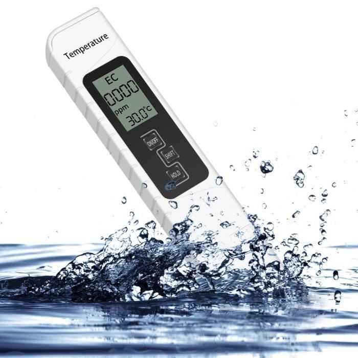 Testeur de qualité de l'eau, TDS EC Compteur de mesures de température pour l'eau de boisson, les aquariums le