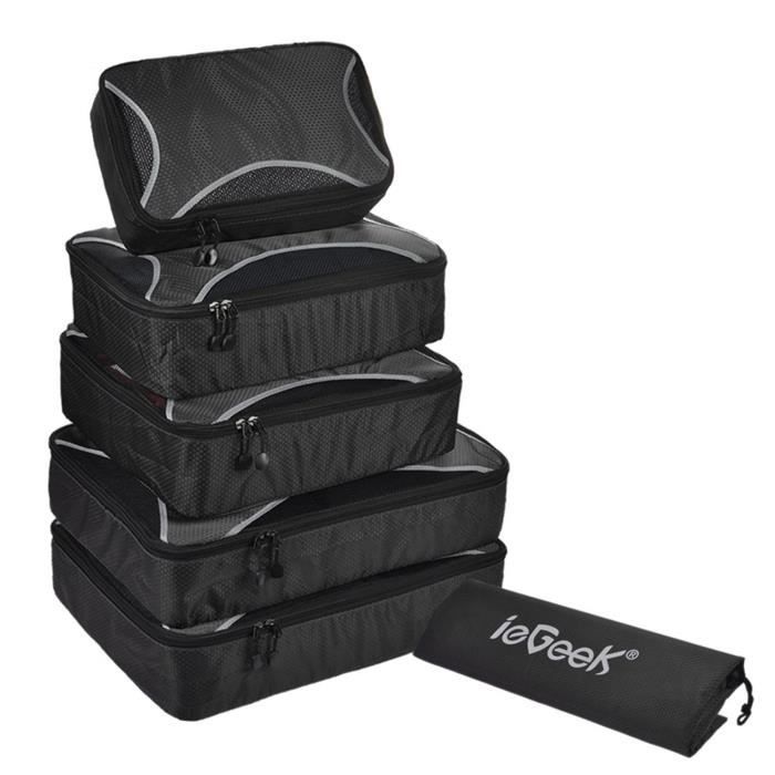 Set de Cubes d'emballage de 6 sacs à vêtements, organisateur de valise pour vacances Set de Cubes d'emballage de 6 sacs à vêtements, organisateur de valise pour vacances