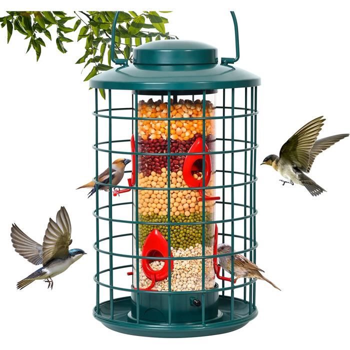 Lot De 2 Mangeoires à Oiseaux En Tube Transparent - Pour Graines De Tournesol - À Suspendre Extérieur