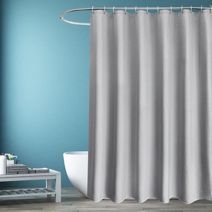 Rideau de douche en tissu lavable anti-moisissure en polyester imperméable  bleu/gris