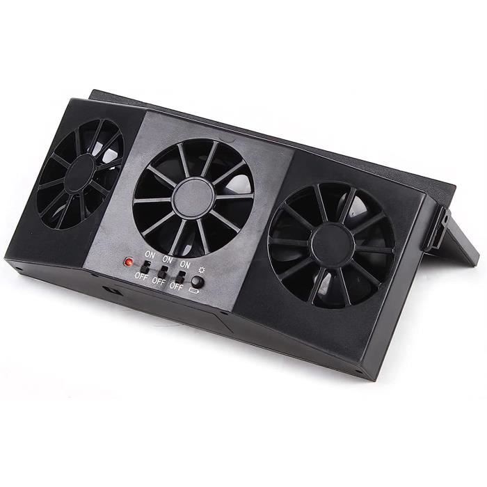 Ventilateur Solaire Pour Voiture - 2W, 2 Ventilateurs, ABS, Noir, Rafraîchit Et Purifie L'air Intérieur
