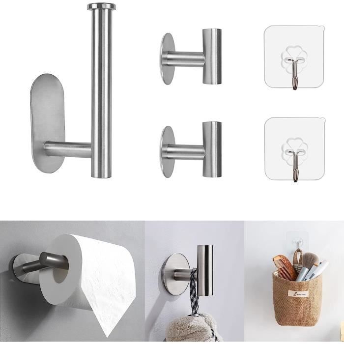 Porte Papier Toilette Mural Auto-adhésif – Acier Inoxydable, Installation Sans Perçage, Réglable Gauche/droite, Avec Coussinets Supplémentaires