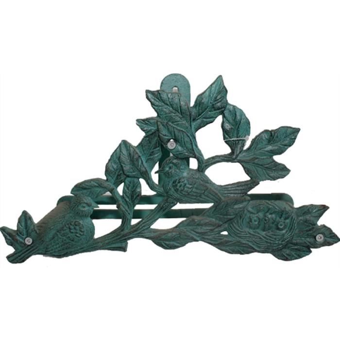 Porte-tuyau De Jardin Avec Robinet - Aluminium Noir Style Antique - 39cm - Neuf