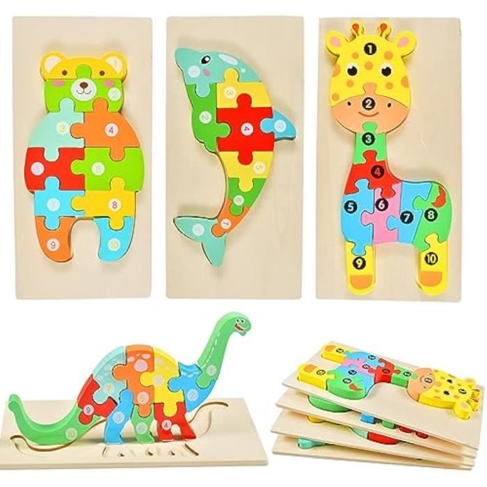 5 Puzzles en Bois pour Enfants 2 3 Ans, Jouet Bébé 3D Puzzles Montessori  Animaux Puzzle Bois Encastrement, Cadeau d Anniversaire - Cdiscount Jeux -  Jouets