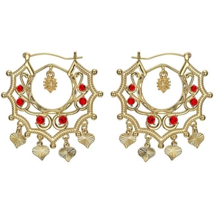 Boucles d'oreilles Daphne Or Blanc 18K Pierre Rouge | Alda