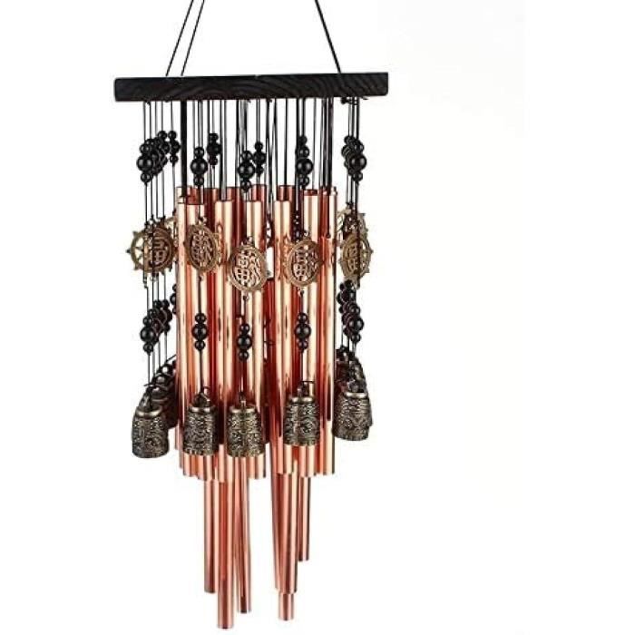 Carillon éolien d'extérieur avec 6 tubes métalliques pour jardin, cour, terrasse, décoration de la maison et cadeau, couleur argentée (carillon éolien