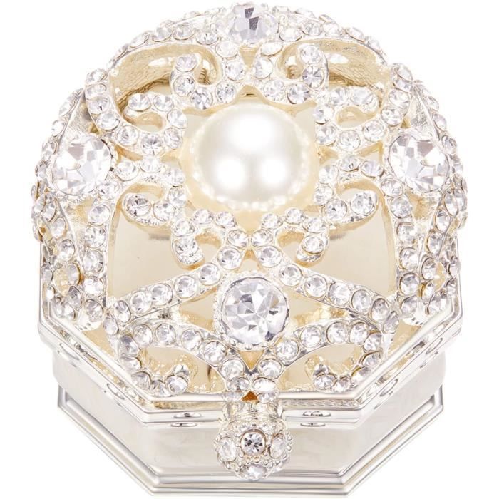 ZEACCT Boîte à Bagues Octogonale En Velours Beige - Double Fentes Pour Alliances De Mariage, Élégante Et Douce