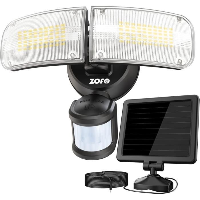 Projecteur LED Extérieur avec Détecteur de Mouvement - ZOFO - 1800Lm -  Chargement Solaire - IP65 Étanche - Noir - Cdiscount Maison