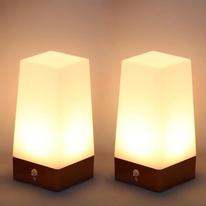 Veilleuses LED Avec Détecteur Mouvement - Lot De 2 Lampes Rechargeables USB 3 Couleurs