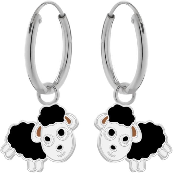 Laimons Kids Bijou Pour Enfant Boucles D'oreilles Pour Enfant Licorne Noir, Blanc Argent Sterling 925