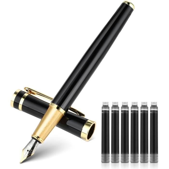 WRITECH Stylo Plume Rétractable à Pointe Fine - Cartouches D'encre Bleue Incluses (blanc