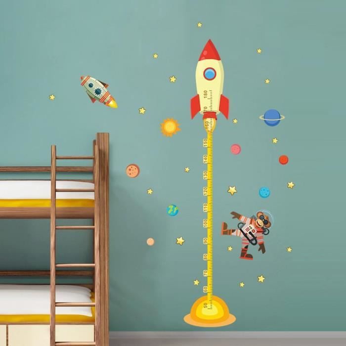 Toise enfant personnalisée des fusées au milieu de l'espace main image 1