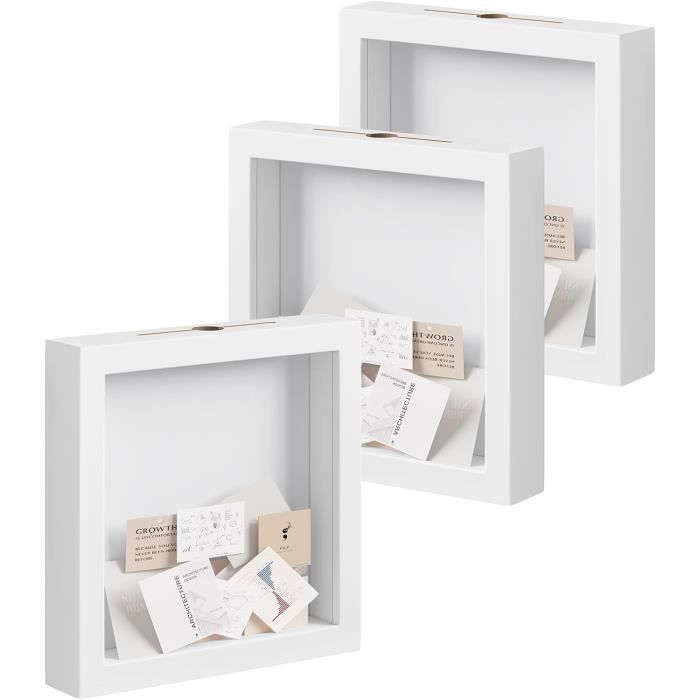 Lot de 3 Cadre Photo en Bois 30x30cm, Style 3D Cadre de Boîte d'Ombre
