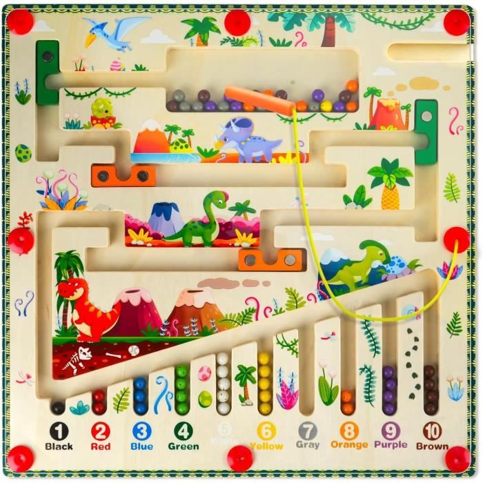 Jeu Labyrinthe Magnétique Montessori – Bois, Couleurs Et Chiffres – Dès 2 Ans – Cadeau Éducatif Motricité