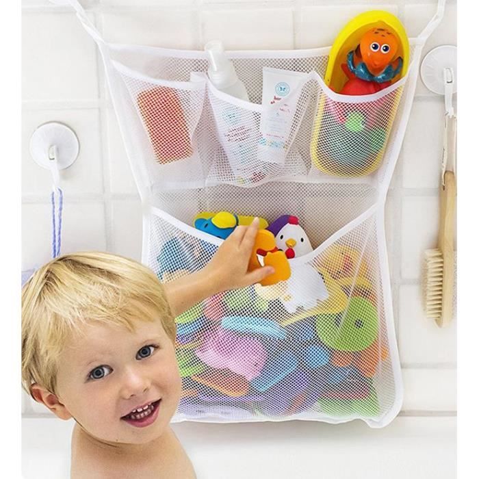 Sac De Rangement Pour Jouets De Douche De Bebe Filet De Rangement Pour Douche Ensemble De 2 Crochets Collants Blanc 33 46cm Cdiscount Puericulture Eveil Bebe