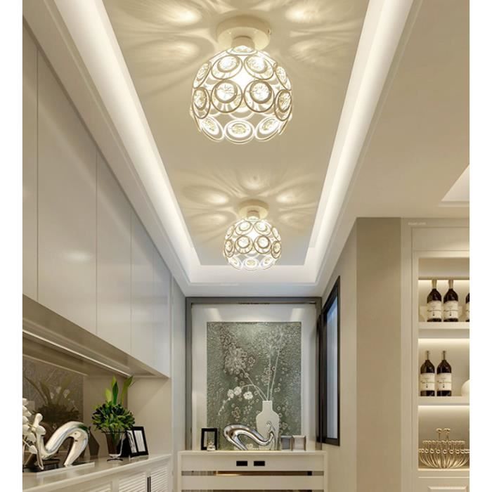 UNI 2 Pack 26cm Plafonnier Cristal Luminaire Lumières Fer Eclairage Lustre Suspension Blanc