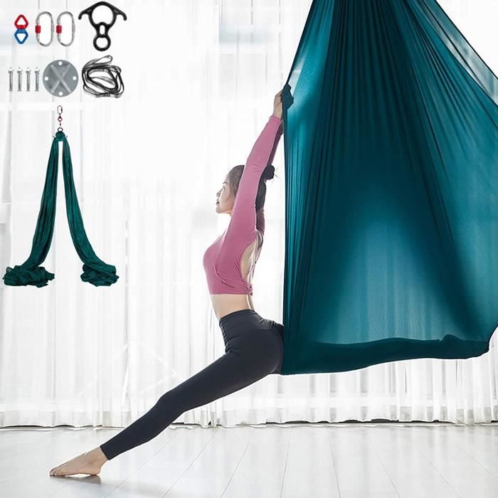 Kit Support D'hamac & Yoga Aérien – Soie Violette 20 Pieds – Acier & Nylon – Neuf