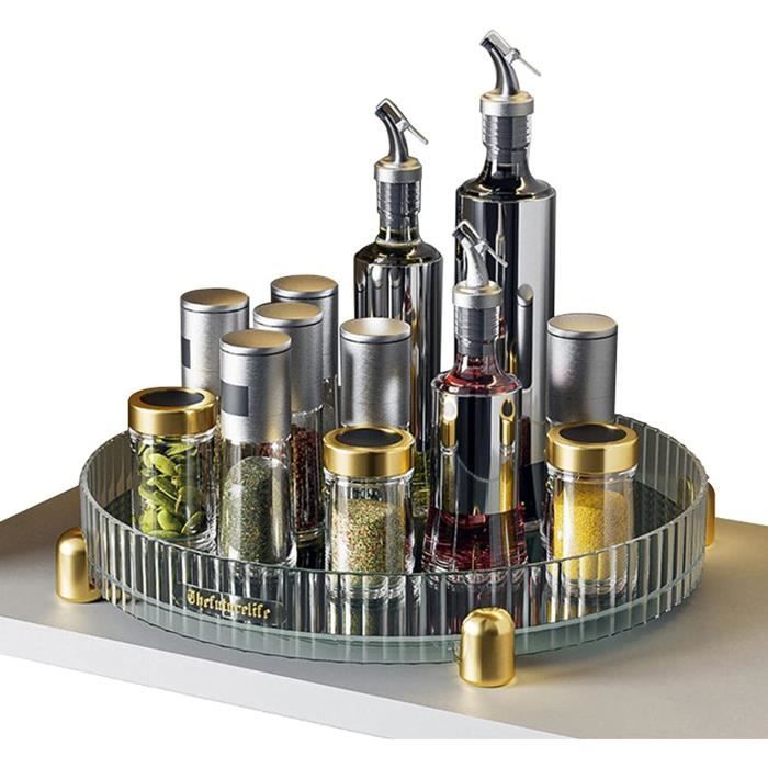 Plateau de Rangement à épices Rotatif Boîte de Rangement pour étagère