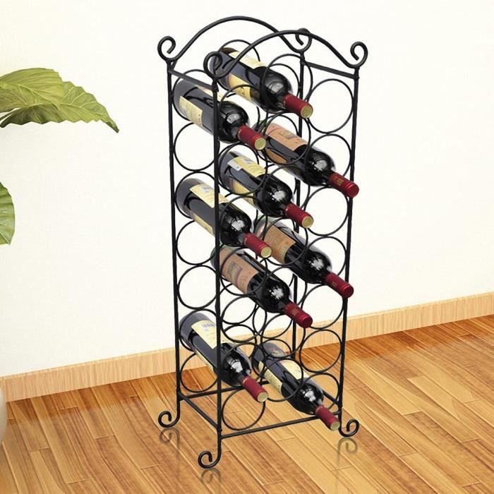 ML-Design Casier à Vin Pour 23 Bouteilles - 40x22x68 Cm Vintage - Étagère à Bouteilles En Métal Design Fil De Fer Croisé