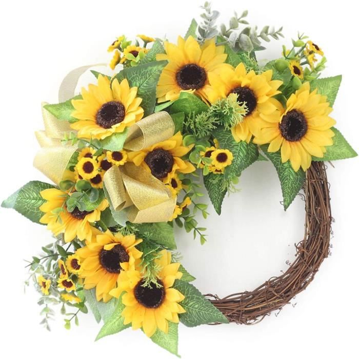 Couronne De Printemps Sharplace Avec Œufs - Décoration Porte D'Entrée Pâques - 45cm - Fleurs Artificielles