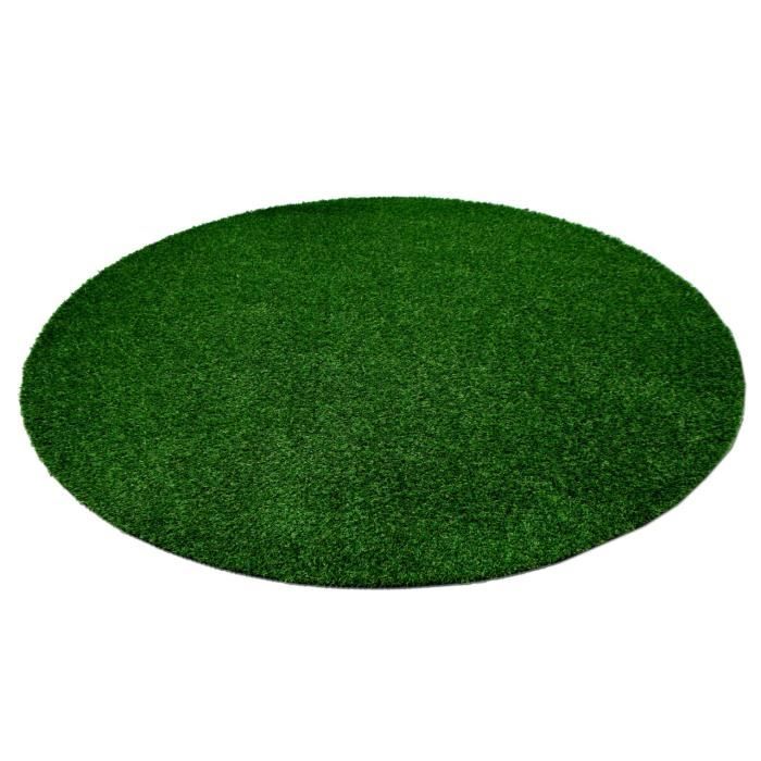 chelsea tapis type luxe gazon artificiel rond pour jardin terrasse balcon vert 100 cm rond cdiscount jardin