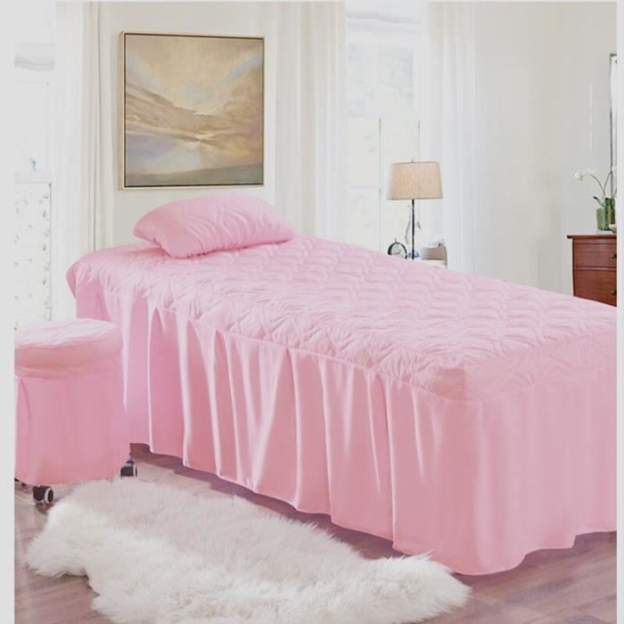 Set De Literie Massage 4 Pièces - Housse De Couette + Taie + Drap Housse + Jupe De Lit | 190 X 70 Cm, Blanc