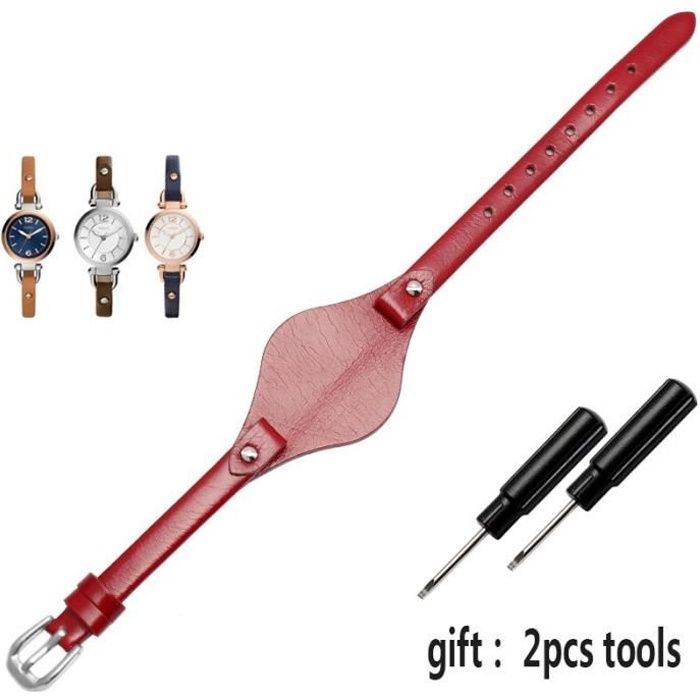 Bracelets de montre en cuir véritable, haute qualité, pour fossil ES3077  ES2830 ES3262 ES3060 mont -Rouge-8mm gold clasp , - Achat/vente bracelet de  montre - Cdiscount