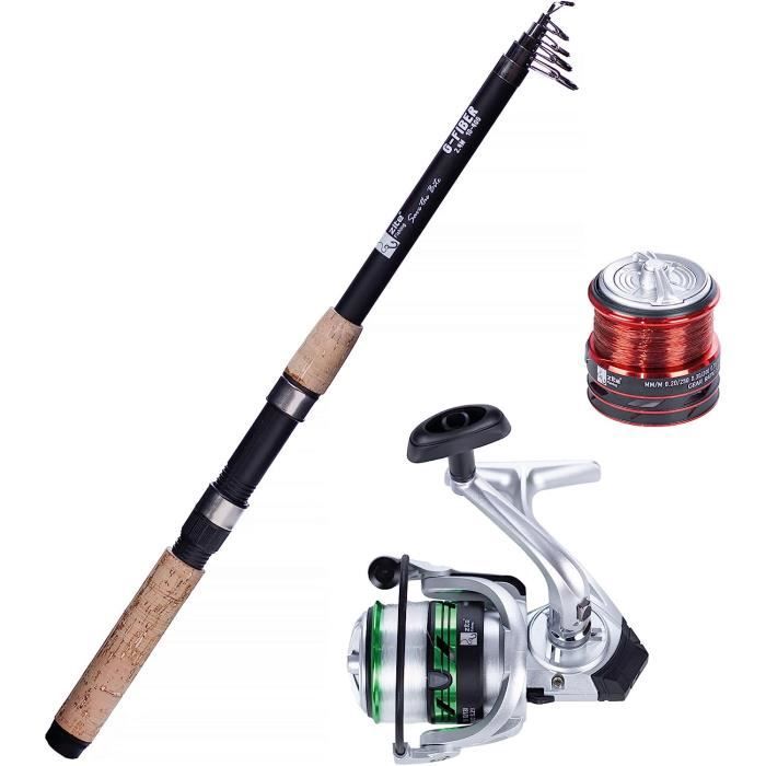 Kit Canne Télescopique BRAVMACK Avec Moulinet 4000 - Complet Pour Voyage - Pêche En Eau Douce