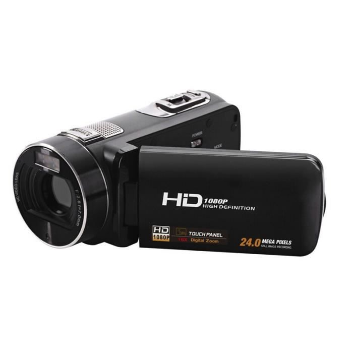 Caméscope Vidéo Full HD 1080P 16MP – Écran 2.7" Rotatif 270°, Zoom 16x, Flash, USB, Stabilisé, Léger Pour Vlog, Famille & Débutants (Noir)